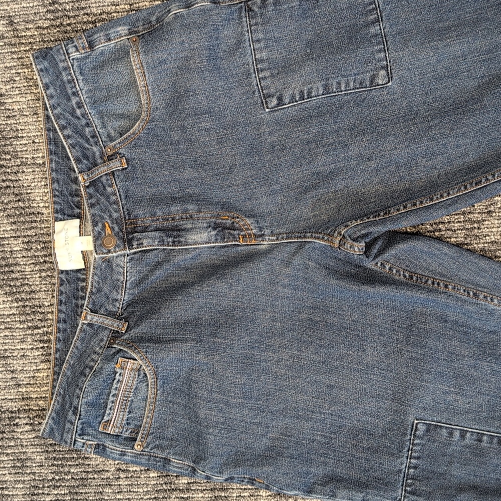 Sun + Stone Patch Jeans Men's Relaxed Fit Med Wash 38x32 - Picture 5 of 13